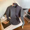 Capa Gris Estilo Coreano Simple Moda Atmósfera Adelgazante para Mujer Primavera Única Versátil para Viajar Top Suéter de Manga Larga