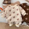 Mono Infantil Estilo Coreano con Estampado Completo, Forro Polar y Engrosado, Mameluco para Bebés Recién Nacidos, Pelele Cálido de Invierno