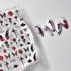 Adesivos de Unha Rosa Escuro Retrô Estilo Gótico Acessórios para Unha Borboleta Vermelha Atacado
