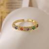 Aogu Anillo Abierto Geométrico de Cobre Chapado en Oro Real con Zirconia de Lujo Accesible y a la Moda para Mujer Ins Nicho de Gama Alta Elegante Nuevo