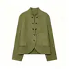 ZA vestuário feminino de comércio exterior transfronteiriço europeu e americano, popular no AliExpress, blazer moderno de manga longa com gola redonda e botões decorativos