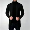 Suéter Cardigan Estilo Americano para Hombre Otoño Invierno Moda Ropa Exterior de Longitud Media Cortavientos Tejido Sin Botones Cuello Solapa Ropa Exterior Suéter