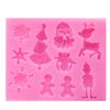Molde de Silicone para Decoração de Bolo de Chocolate Fondant - Árvore de Natal, Alce, Boneco de Neve, Velhinho, Floco de Neve