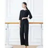 Ropa de Entrenamiento de Danza para Adultos Mujeres Ropa de Entrenamiento de Danza Moderna Ropa de Yoga Adelgazante Pantalones de Pierna Ancha Ropa de Performance para Baile Cuadrado