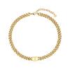 Collar de Cadena Cubana de Acero de Titanio que No se Desvanece para Mujer Collar de Marca de Moda para Mujer Cadena de Clavícula Hip-Hop Elegante para la Calle Tendencia de Cadena de Clavícula Europea y Americana