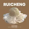 Sombrero de Paja de Ala Ancha con Adorno de Encaje, Sombrero de Sol con Protección Solar para Mujer, Sombrero de Sol de Verano para Vacaciones en la Playa que Cubre la Cara, Sombrero de Paja de Playa