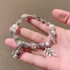 Luxo Leve Nicho Ouro e Prata Antigos Lâmpada a Querosene Pulseira de Folha Versátil Temperamento Pulseira Estilo Meio do Século Joias de Celebridade da Internet