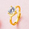 Anillo abierto de latón chapado en oro con incrustaciones de piedras preciosas y moneda europea, anillo femenino de imitación de oro de Vietnam, joyería para dama.