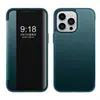 Funda tipo cartera de cuero liso para Apple 17Promax Funda para teléfono Iphone16 Cobertura total Ventana lateral 14 Funda protectora