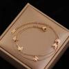 Acero de Titanio Color Sin Desgaste Chapado en Oro de 18K Tobillera de Mariposa para Mujer Color Sin Desgaste Estilo Frío Estilo Mori Simple Celebridad de Internet Tendencia