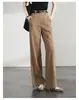 Roupa Casual para o Trabalho Terno Casual Calças de Pernas Largas para Mulheres Moda Outono 2025 Visual Solto Emagrecedor Calças Retas de Comprimento Total
