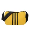 Bolsa quadrada pequena da moda, versátil e energética, com três listras, bolsa transversal leve, bolsa tote em formato de bolinho, feita de tecido Oxford esportivo