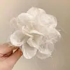 Pin de Encaje Coreano Suave con Flor de Rosa para Mujer, Pasador Francés de Alta Gama para Mujer, Pinza de Tiburón para el Cabello para la Parte Posterior de la Cabeza