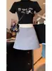 Falda de Traje Negra para Mujer, Nuevo Estilo Otoño e Invierno 2025, Cintura Alta, Ceñida a la Cadera, Corte A con Pantalones Cortos de Seguridad, Elegante Falda Corta
