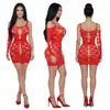 Amazon Transfronteiriça Lingerie Sexy Diamante Tamanho Grande Meia-calça Bodysuit Elástico Alto Tamanho Grande Natal Oco Rede Erótica Roupa