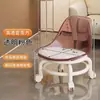 Taburete Bajo Giratorio de Acrílico con Respaldo Transparente Silencioso, Silla Pequeña con Ruedas para Transportar Bebés, Taburete de Cambio de Zapatos de Moda
