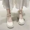 Zapatos Pequeños de Cuero Mary Jane para Mujer 2025 Verano Nuevo Estilo Perla Tacón Grueso Francés Tacones Altos Zapatos de Boca Baja Estilo Británico
