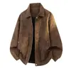 Jaqueta nova para homens e mulheres, marca moderna de outono e inverno, jaqueta de couro com forro de fleece, corta-vento para atividades ao ar livre, casual, versátil, moderna, à prova de frio