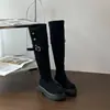 Botas altas estilo Maillard de dos usos con doblez, suela gruesa, nuevas de verano, versátiles, tacón grueso, hasta la rodilla, botas de montar para personas bajas