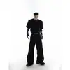 Camiseta de Manga Curta com Design de Logo Metálico para Homens, Moda Americana de Primavera Marca Mamba Algodão Camiseta, Top Oversize Gola Redonda