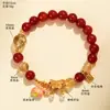 Pulseira para Melhor Amiga com Contas de Ágata Vermelha Citrino Novo Estilo Chinês Pérola de Água Doce Borboleta Sacola da Sorte Pulseira de Cristal Torre Amarela