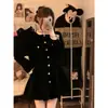 Vestido Preto de Alta Qualidade Inspirado em Hepburn, Estilo Francês, para Mulheres, Novo Elegante Vestido Curto Acinturado, Outono Inicial 2025