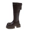 Botas de Cavaleiro Aumentadas 7cm Femininas com Forro de Lã 2024 Novo Estilo Inverno Plataforma Base Grossa Botas Altas Botas Longas até o Joelho Femininas
