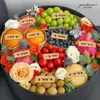 Adesivos de Papel Kraft para Embalagem, Caixas de Presente de Frutas de Alta Qualidade, Texto de Bênção Escrito à Mão, Caixas Florais Autoadesivas, Etiquetas Decorativas para Cestas de Frutas