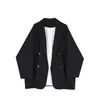 Blazer casual oversized estilo coreano para primavera e outono, comprimento médio, para estudantes do sexo feminino, com design solto inspirado em Hong Kong