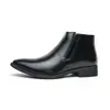 Botines Chelsea de Puntera Puntiaguda para Hombre Talla Grande Transfronterizos Moda Británica Formal de Negocios Casual Zapatos de Cuero de Caña Alta Botines Cortos para el Trabajo