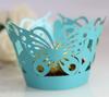 Mesa de postre con borde de pastel de láser hueco de encaje de mariposa grande para fiesta de Amazon, vaso de papel para pastel, venta al por mayor
