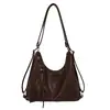 Bolso de hombro para mujer para el trabajo Otoño/Invierno 2026: Bolso de Hombro Tote de Cuero Aceite-Cera de Gama Alta, Estilo Retro, Versátil, Gran Capacidad