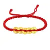 Pulseira de Corda Vermelha Trançada com Moeda de Cobre dos Cinco Imperadores Boa Sorte para Este Ano de Vida Corda de Mão para Casal Moda Versátil Pulseira Passe-partout para Presentear