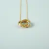 Colar Shengxi em aço inoxidável ouro ouro rosa conjunto clássico de anel grande anel pequeno colar de aço titânio corrente curta feminina para clavícula