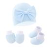 Gorro neonatal para feto, gorro, guantes antiarañazos, calcetines para pies, gorro de bebé, juego de tres piezas