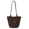 Bolso de textura tejida para mujer 2026 nuevo estilo verano retro cesta de verduras tipo cubo bolso de hombro único bolso tote de gran capacidad