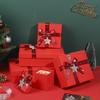 Caja de regalo personalizada Caja de regalo de Navidad Caja de embalaje grande roja con cubierta de cielo y tierra Caja de regalo de Navidad de manzana de Nochebuena