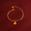 Collar de Oro de Arena Vietnamita con Lazo, Duradero, Pulsera Versátil de Lujo Ligero para Mujer, Joyería de Oro de Imitación, Pulsera Grande de Flor
