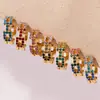 Praça Omaca Diamante Colorido Zircônia Super Brilho Brincos Pequenos Delicados Aço Inoxidável Banhado Ouro 18K Brincos Versáteis