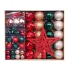 Nuevo juego de 72 esferas de Navidad, estrella para la punta del árbol con purpurina electroplateada, colgante de decoración navideña, venta al por mayor de esferas de Navidad