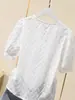 Top Básico Blanco de Cuello en V con Mangas Abullonadas Texturizadas para Mujer, Corte Holgado, Transfronterizo Europeo y Americano Amazon, para Viajar al Trabajo