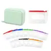 Bestseller transfronterizo bolsa de silicona portátil para viaje, bolsa de silicona de grado alimenticio, juego de bolsas impermeables para pastillas en stock