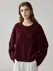 Suéter Pulóver de Punto Grueso Simple con Trenzas Tridimensionales de Cuello Redondo 100% Cachemir Europeo y Americano Otoño e Invierno para Mujer Talla Grande