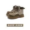 Botas amarillas para mujer 2026 nuevo modelo Botas estilo Martin, versátiles para primavera y otoño, estilo británico retro, botas cortas de plataforma de tacón alto para personas menudas
