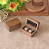 Gemelos de Madera Maciza de Nogal Negro Caja de Madera Set de Regalo Gemelos Rectangulares con Ventana para Hombre Caja de Regalo para Gemelos Almacenamiento
