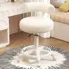 Taburete Pequeño Giratorio para Uso en Casa en la Sala de Estar, Taburete Bajo con Ruedas, Taburete para Cambiar Zapatos, Taburete de Costura con Lana de Cordero