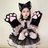 Vestido Princesa Dupla Face Gatinho Fofo para Meninas Fantasia Cosplay de Halloween Vestido Lolita Gato Luna para Crianças