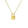 Collar con Candado de Acero de Titanio que No se Desvanece, Letra, para Mujer, Cadena de Clavícula de Lujo Ligero, Colgante de Moda Europea y Americana Tendencia, Joyería de Acero Inoxidable