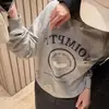 Sudadera retro estilo americano con estampado de letras para mujer, nueva colección de otoño 2026, corte holgado, forrada de felpa, manga larga