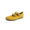 Sapatos Rasos Mary Jane Únicos com Dedos Divididos e Novo Design de Fivela Dupla, Feitos de Couro Bovino de Camada Superior, Disponíveis em Tamanhos Grandes, Sapatos Rasos Femininos de Calçar